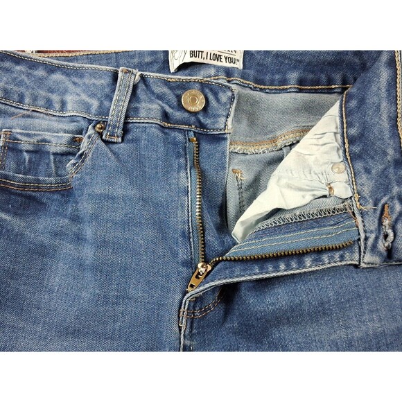 WAX JEANS "BUTT I LOVE YOU" 3/26 BLUE WOMENS JEANS DARK BLUE LIGHT WASH - Picture 5 of 15